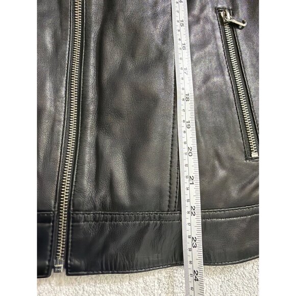 NWT Nordstrom Black Leather Moto Jacket With Quilted Detailing For Women - Picture 9 of 16